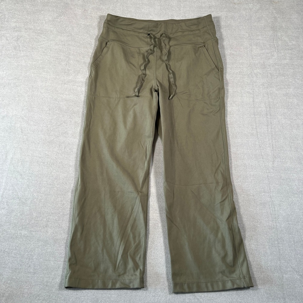Mondetta Performance Luxury Wide Leg Mid Rise Crop Pants Women L Olive Green